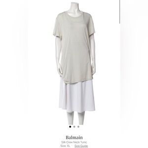 GUC Balmain Crew Neck Tunic XL Raw Silk notch cut on back of top Authentic TRR
